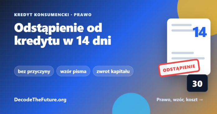 Grafika artyku?u: odst?pienie od umowy kredytu w 14 dni, wz?r pisma i koszt odsetek.